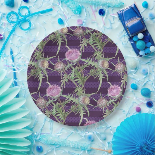 Thistle bloemen papieren bordje (Feest)