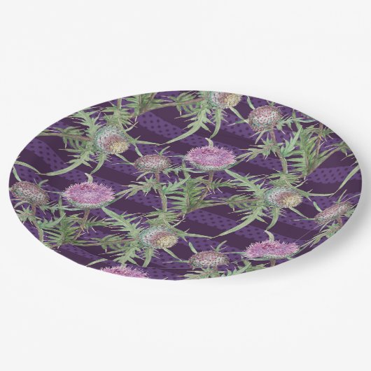 Thistle bloemen papieren bordje (Gekanteld)