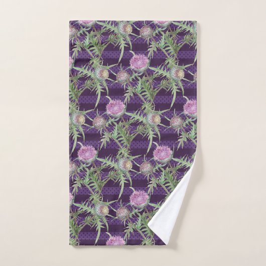 Thistle bloemen violet bad handdoek (Handdoek)