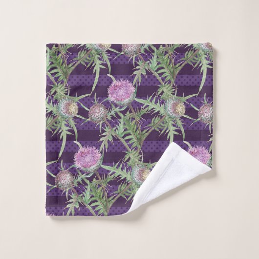 Thistle bloemen violet bad handdoek (Wasdoekje)