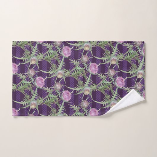 Thistle bloemen violet bad handdoek (Handdoek)