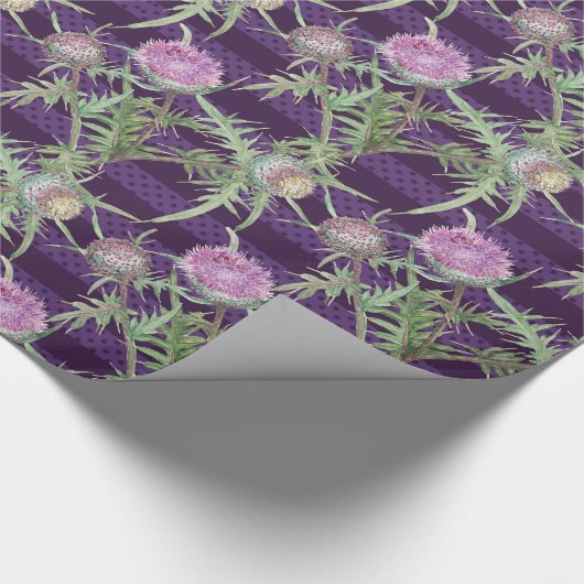 Thistle bloemen violet cadeaupapier (Hoek)