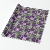 Thistle bloemen violet cadeaupapier (Uitgerold)