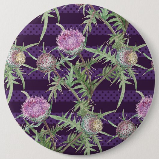 Thistle bloemen violet ronde button 6,0 cm (Voorkant)