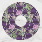 Thistle bloemen violet wijnglaslabel (Voorkant)