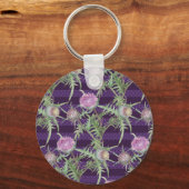 Thistle bloemen waterverf patroon sleutelhanger (Voorkant)
