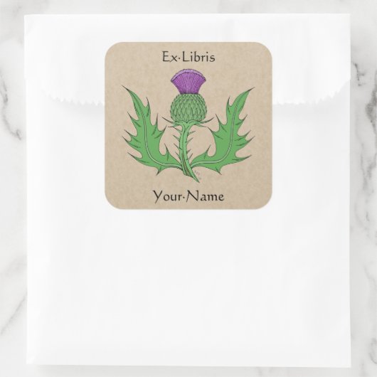 Thistle Bookplate Vierkante Sticker (Tas)