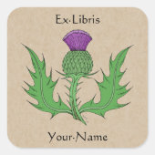 Thistle Bookplate Vierkante Sticker (Voorkant)