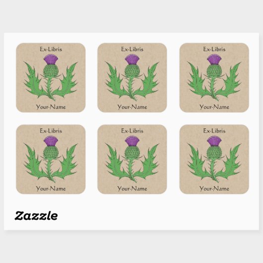 Thistle Bookplate Vierkante Sticker (Vel)