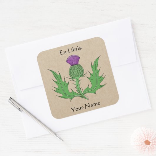 Thistle Bookplate Vierkante Sticker (Envelop)
