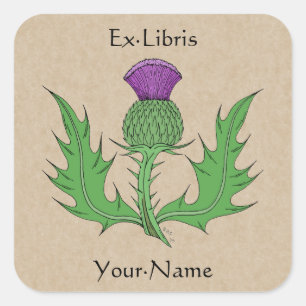 Thistle Bookplate Vierkante Sticker