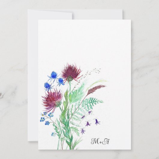 Thistle Botanical Elegant Simple Minimal Wedding Kaart (Achterkant)