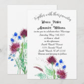 Thistle Botanical Elegant Simple Minimal Wedding Kaart (Voorkant / Achterkant)