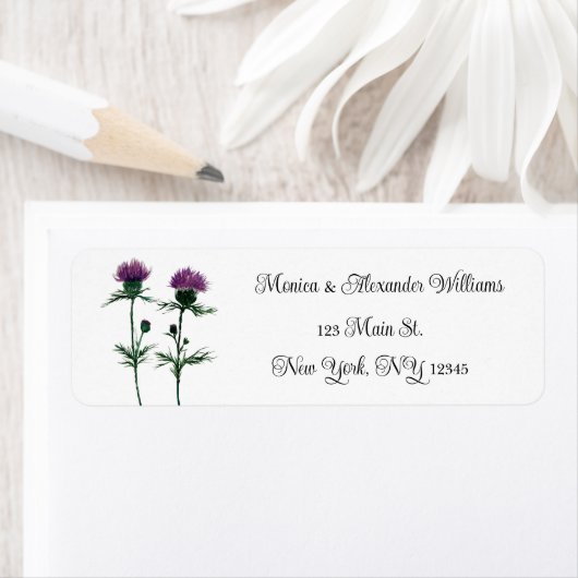 Thistle Botanical Waterverf Return Address Label (Insitu)