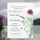 Thistle Cornflower Waterverf Rustic Wedding Kaart