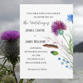 Thistle Cornflower Waterverf Rustic Wedding Kaart