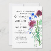 Thistle Cornflower Waterverf Rustic Wedding Kaart (Voorkant)