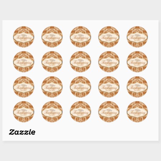 Thistle Damask Thanksgiving Ronde Sticker (Vel)