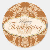 Thistle Damask Thanksgiving Ronde Sticker (Voorkant)