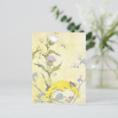 Thistle en Bee op Goldenrod Briefkaart (Staand voorkant)