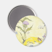 Thistle en Bee op Goldenrod Magneet (Voorkant / Achterkant)