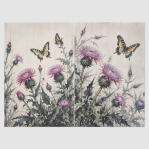 Thistle en Butterflies Weefselpapier Tissuepapier