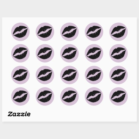 Thistle en zwarte lipstick afdrukken ronde sticker (Vel)