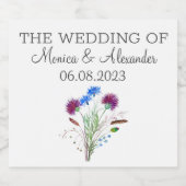 Thistle Floral Schotse Waterverf bruiloft Likeurfles Etiket (Enkel label)