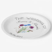 Thistle Floral Schotse Waterverf bruiloft Papieren Bordje (Gekanteld)