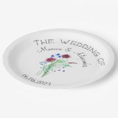 Thistle Floral Schotse Waterverf bruiloft Papieren Bordje (Gekanteld)