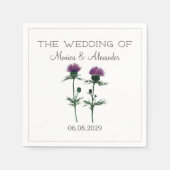 Thistle Floral Schotse Waterverf bruiloft Servet (Voorkant)