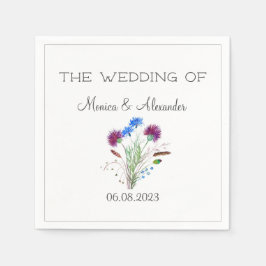 Thistle Floral Schotse Waterverf bruiloft Servet