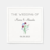 Thistle Floral Schotse Waterverf bruiloft Servet (Voorkant)