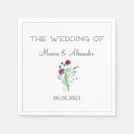 Thistle Floral Schotse Waterverf bruiloft Servet