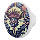 Thistle Flower Art Deco Keramische Knop (Rechts)