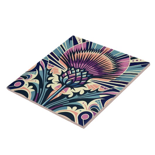 Thistle Flower Art Deco Tegeltje (Zijkant)