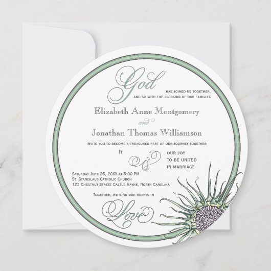 Thistle Flower God is Love Christelijk Wedding Kaa Kaart (Voorkant)