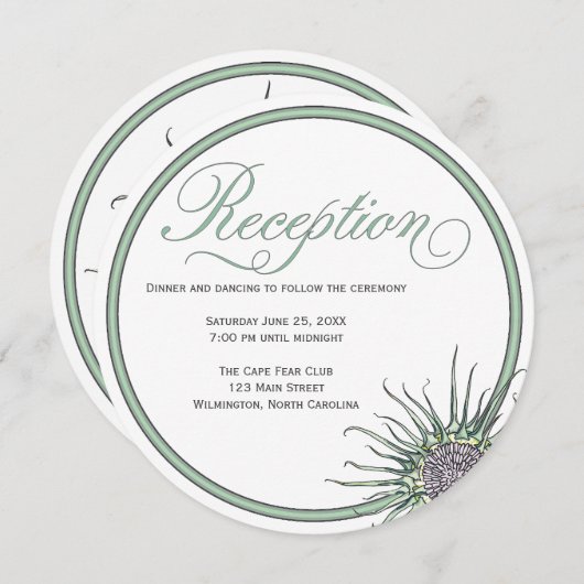 Thistle Flower Round Wedding Reception Kaart (Voorkant / Achterkant)