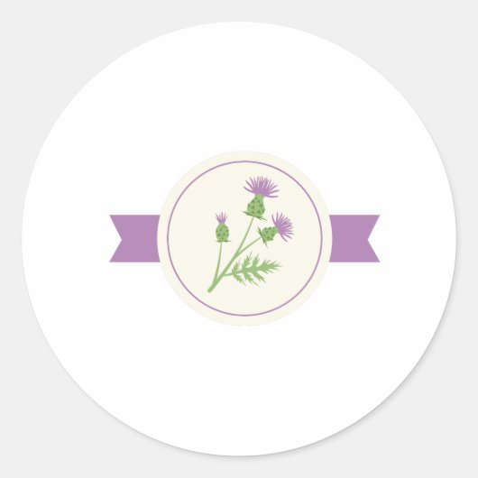 Thistle Flowers Ronde Sticker (Voorkant)