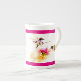 "Thistle for Two" Hummingbird Print Porselein Kop