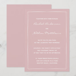 Thistle French roze Modern Wedding Invitations