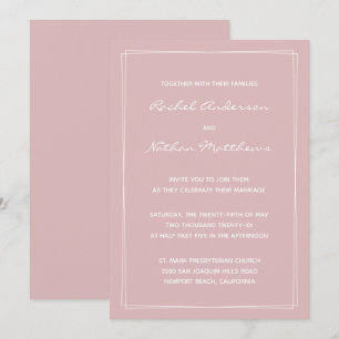 Thistle French roze Modern Wedding Invitations