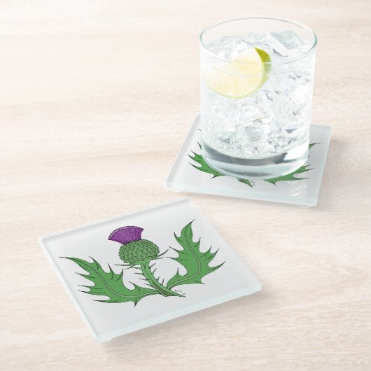 Thistle Glazen Onderzetter (Schuin)