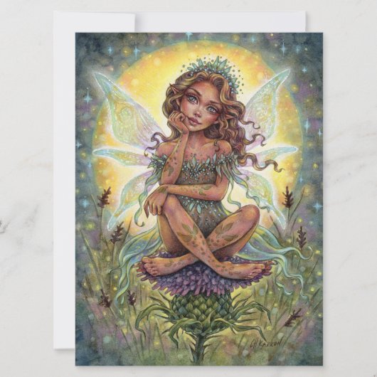 Thistle Landing Art Kaart Fairy Fantasy Flower (Voorkant)