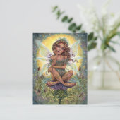 Thistle Landing Briefkaart Fairy Fantasy Flower (Staand voorkant)