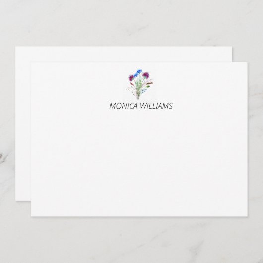 Thistle Paarse Bloemen Persoonlijk Notitiekaartje (Voorkant / Achterkant)
