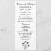 Thistle Paarse bloemenelegante moderne bruiloft Programmakaart (Voorkant)