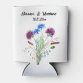 Thistle Paarse bloemenSchotland Waterverf Bruiloft Blikjeskoeler (Voorkant)