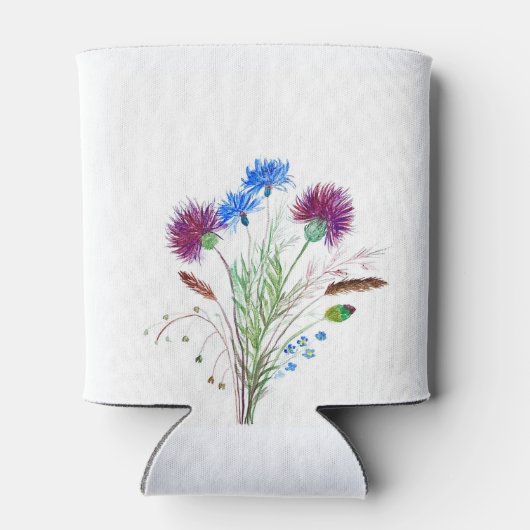 Thistle Paarse bloemenSchotland Waterverf Bruiloft Blikjeskoeler (Achterkant)