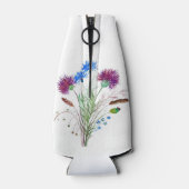 Thistle Paarse bloemenSchotland Waterverf Bruiloft Flesjeskoeler (Achterkant)